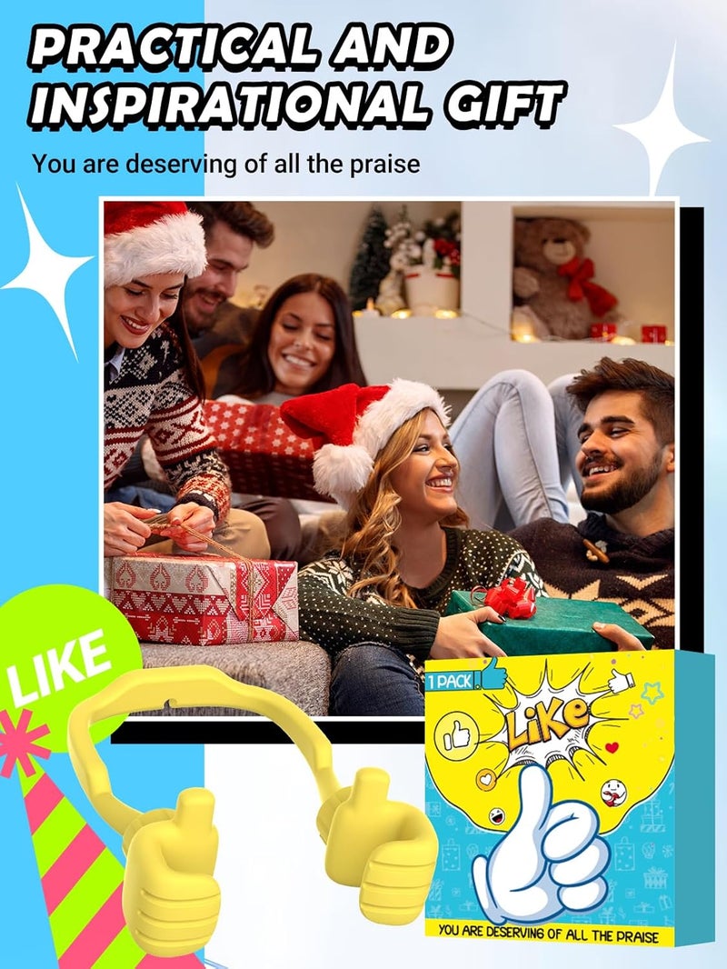 CALDEVER Stocking Stuffers for Teens Boys Girls Cell Phone Stand: Upgrade Adjustable Thumbs Up Lazy Phone Holder for Desk Fun Birthday Gifts for Grandma Adults Husband from Wife (Yellow, 1) - Image 2